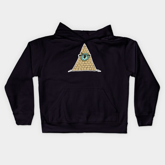 Pyramid with eye and monocle Kids Hoodie by Ravendax